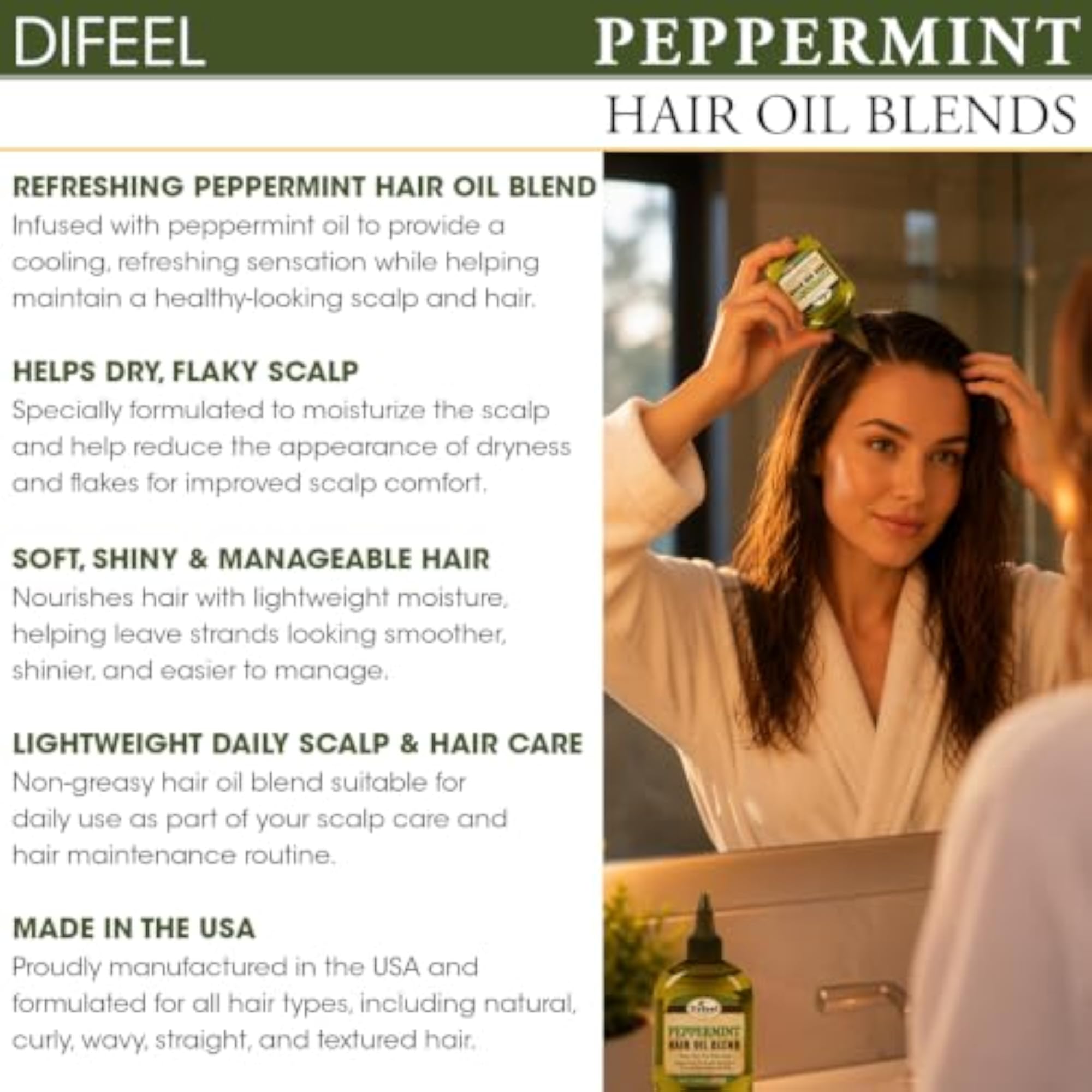 Premium Natural Hair Care Oil with Peppermint